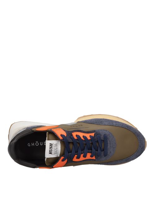 Sneakers modello RUSH GROOVE in pelle, camoscio e tessuto GHOUD | RGLM LS02VERDE-BLU